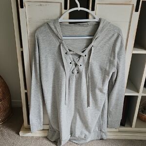 Avon Light Gray Lace-Up Sweatshirt